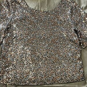 Sequin Embellished Women's Top - Silver and Gold